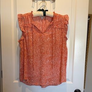 Chic Orange Ruffle Sleeve Blouse